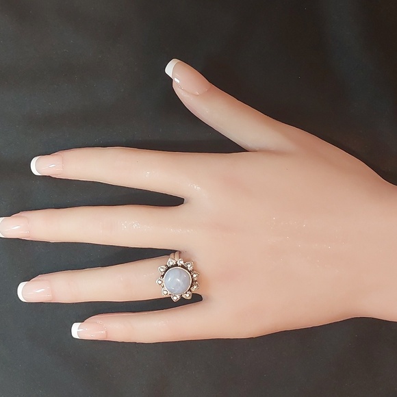 Blue Lace Agate 925 Silver Ring - Size 6 - Stamped - Picture 6 of 8